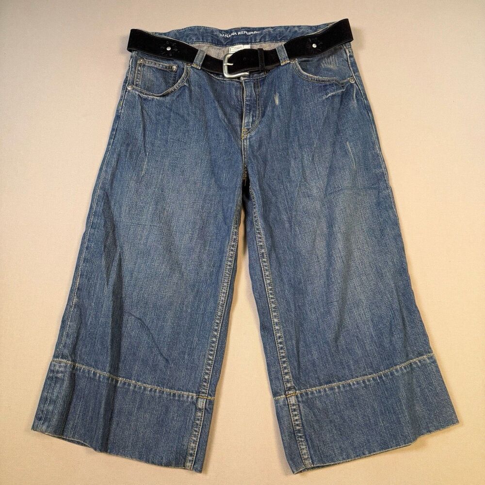 Banana Republic Women’s Wide Leg Capri Jeans Sz 10 Stretch Y2K 2006 with Belt